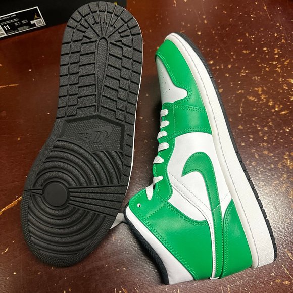 Nike Mens White Green Air Jordan 1 Mid DA8426-301 Basketball Shoes Size US 11 main image 7